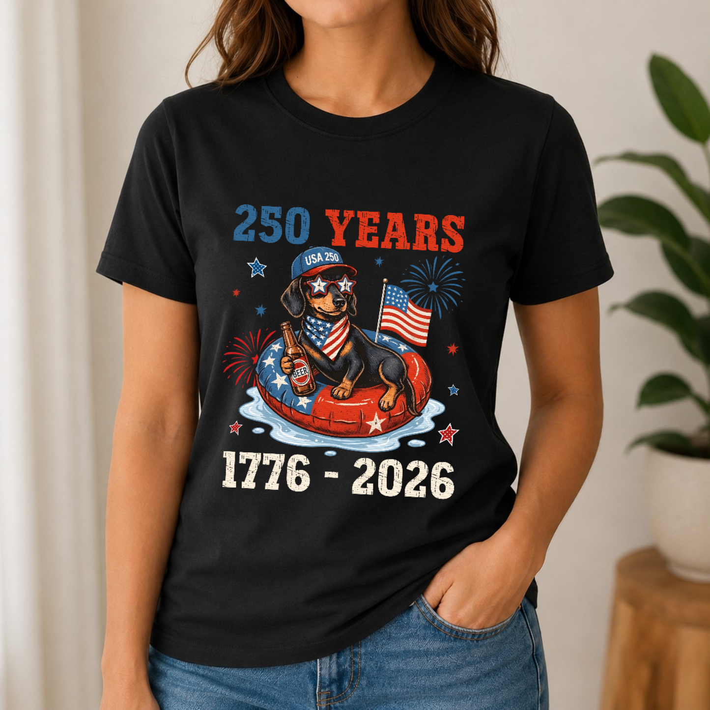 Dachshund Patriotic Tee — 4th Of July 250th Anniversary