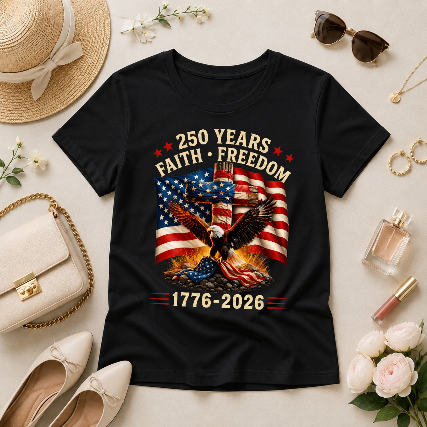 Faith Freedom Eagle Tee — 250th Anniversary 4th Of July