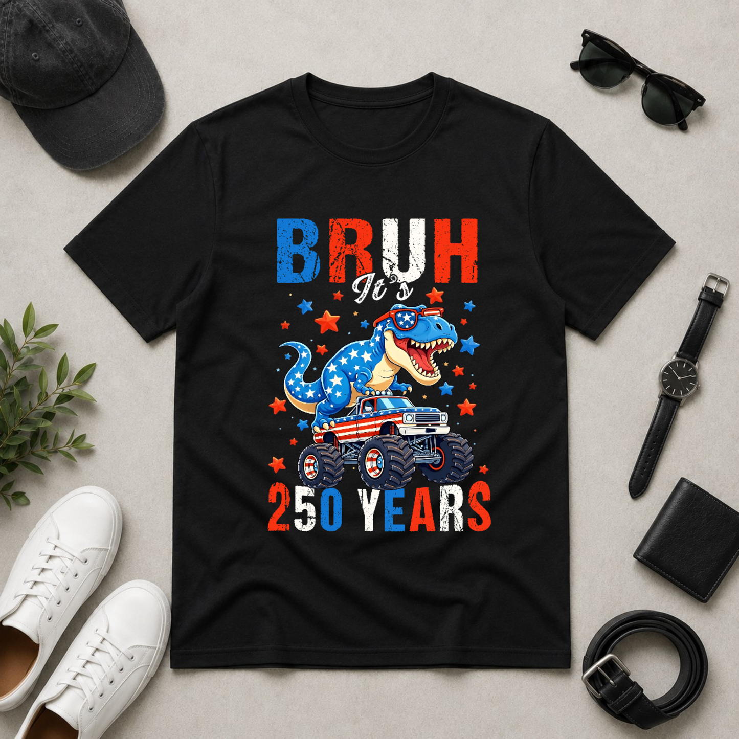 Dinosaur Bruh Kids Tee — 4th Of July 250 Years Anniversary